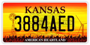 3884AED  license plate in KS