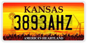 3893AHZ  license plate in KS