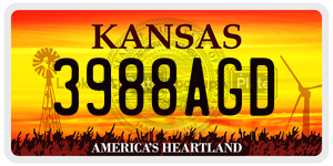 3988AGD  license plate in KS