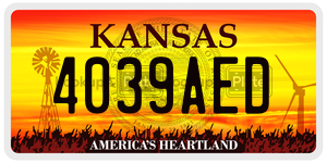 4039AED  license plate in KS