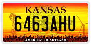 6463AHU  license plate in KS