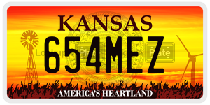 654MEZ license plate in Kansas
