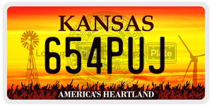 654PUJ  license plate in KS