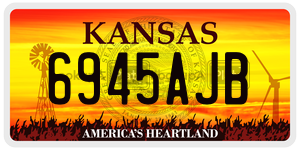 6945AJB  license plate in KS