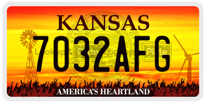 7032AFG  license plate in KS