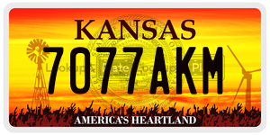7077AKM  license plate in KS