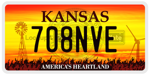 708NVE  license plate in KS