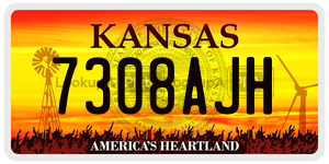 7308AJH  license plate in KS