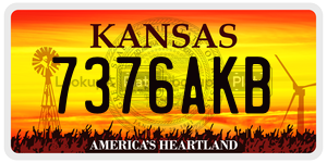 7376AKB  license plate in KS