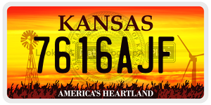 7616AJF  license plate in KS