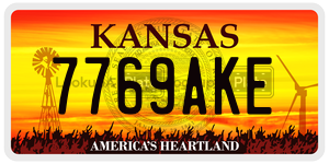 7769AKE  license plate in KS