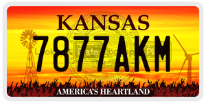 7877AKM  license plate in KS