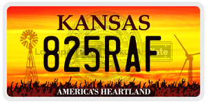 825RAF  license plate in KS