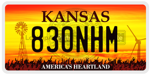 830NHM  license plate in KS