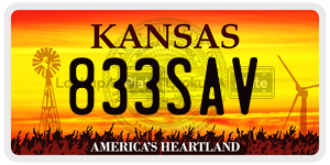 833SAV license plate in Kansas