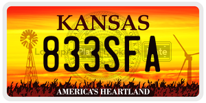 833SFA  license plate in KS