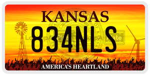 834NLS  license plate in KS
