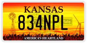 834NPL license plate in Kansas