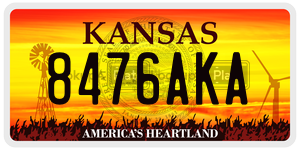 8476AKA  license plate in KS