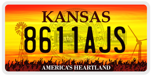 8611AJS  license plate in KS