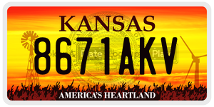 8671AKV  license plate in KS