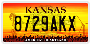 8729AKX  license plate in KS