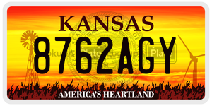 8762AGY  license plate in KS