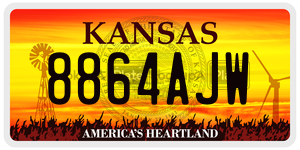 8864AJW  license plate in KS