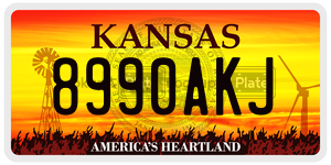 8990AKJ  license plate in KS