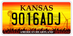 9016ADJ  license plate in KS