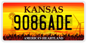 9086ADE license plate in Kansas