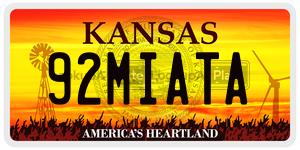92MIATA  license plate in KS