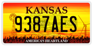 9387AES  license plate in KS