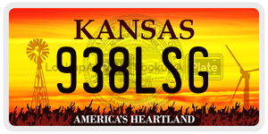 938LSG  license plate in KS