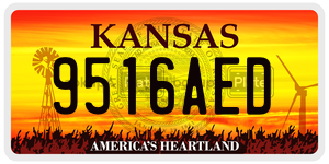9516AED license plate in Kansas