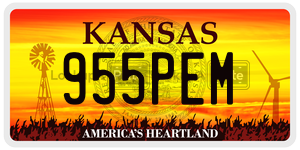 955PEM license plate in Kansas