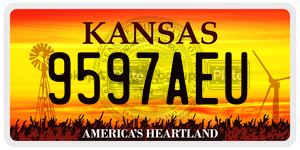 9597AEU  license plate in KS