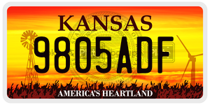 9805ADF  license plate in KS