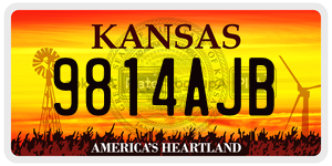 9814AJB  license plate in KS