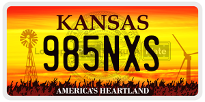 985NXS  license plate in KS