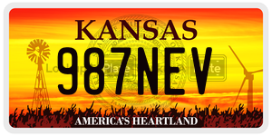 987NEV license plate in Kansas