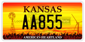 AA855  license plate in KS