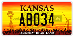 AB034  license plate in KS