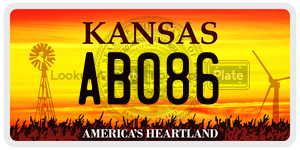 AB086  license plate in KS