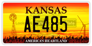 AE485  license plate in KS
