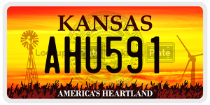 AHU591  license plate in KS