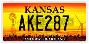 AKE287  license plate in KS