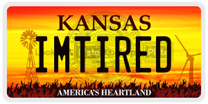 IMTIRED  license plate in KS