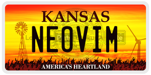NEOVIM  license plate in KS