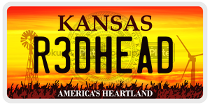 R3DHEAD  license plate in KS